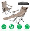 LakeForest Reclining Camping Chair with Footrest, Khaki