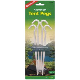 Coghlan's 7 in Aluminum Hooked Tent Pegs, 4 Pack