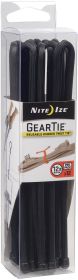 GEAR TIE PROPACK 12"-BLK 12PK - strap