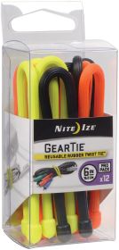 GEAR TIE PROPACK 6"-ASST 12PK - strap