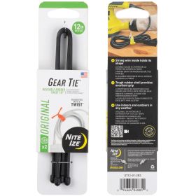 GEAR TIE 12" BLACK  2PK