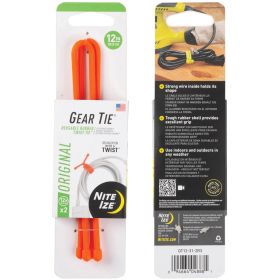 GEAR TIE 12" BRIGHT ORNGE 2 PK - strap