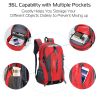 iNova 36L Outdoor Daypack, Waterproof Nylon, Red