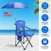 LakeForest Camping Chair with Umbrella, Aluminum, Royal Blue