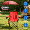 LakeForest Camping Chair with Umbrella, Aluminum, Red