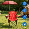 LakeForest Camping Chair with Umbrella, Aluminum, Red