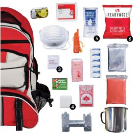 ReadyWise 64-Piece 5-Day Survival Backpack, Red