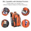 iNova 36L Outdoor Daypack, Waterproof Nylon, Orange