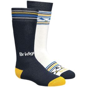 KIDS MERINO SKI 2PK WHI/BLU LG