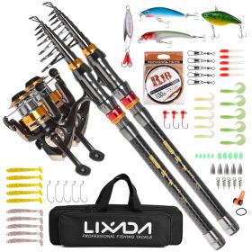 Fishing Rod And Reel Combo Carbon Fiber Telescopic Fishing Rod With Fishing Reel Combo Carrier Bag Case Saltwater Freshwater Travel Fishing Lures Jig