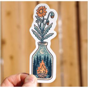 CAMPFIRE AND FLOWERS