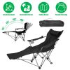 LakeForest Reclining Camping Chair with Footrest, Black