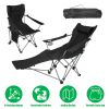 LakeForest Reclining Camping Chair with Footrest, Black