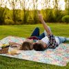 iMountek Waterproof Picnic Blanket, 60 x 78 in, Green Floral