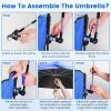 LakeForest Camping Chair with Umbrella, Aluminum, Royal Blue