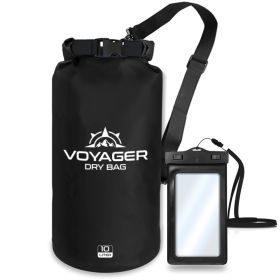 Voyager Waterproof Dry Bag for Kayaking and Water Sports - Black - 10 Liter