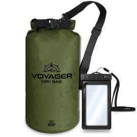 Voyager Waterproof Dry Bag for Kayaking and Water Sports - Army Green - 10 Liter