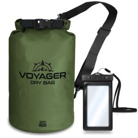 Voyager Waterproof Dry Bag for Kayaking and Water Sports - Army Green - 20 Liter