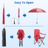 LakeForest Camping Chair with Umbrella, Aluminum, Red