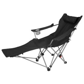 LakeForest Reclining Camping Chair with Footrest, Black