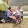 LakeForest Folding Camping Table with Cup Holders, Navy Blue