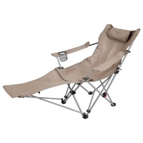 LakeForest Reclining Camping Chair with Footrest, Khaki
