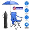 LakeForest Camping Chair with Umbrella, Aluminum, Royal Blue