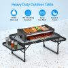 LakeForest Folding Camping Grill Table, Aluminum, Black