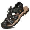 Summer Men Casual Beach Outdoor Water Shoes Breathable Trekking Sandals Hiking Climbing Fishing Genuine Leather Leisure Sandals - Black - 40