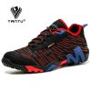 TANTU Mesh+Suede New Arrival Climbing Hunting Shoes Camping Breathable Hiking Men Shoes Non-Slip Outdoor Plus Size 39~46 - Black Red - 41
