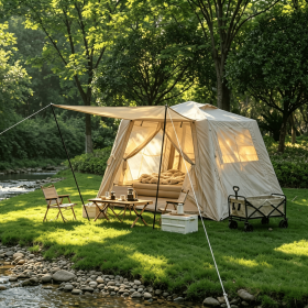 Inflatable Camping Tent with Canopy + Pump — 4-Season
