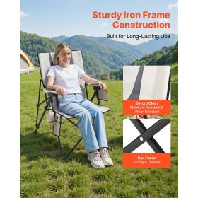 Heated Camping Chair, 3 Heat Settings, High Back Folding Camping Chair, Supports 260lbs, Full Padded Beach Chairs with Armrest & Cupholder
