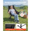 Heated Camping Chair, 3 Heating Settings, Large-Sized Padded Folding Rocker, Heavy Duty Outdoor Lawn Chairs with Pocket & Cupholder, Support 225lbs
