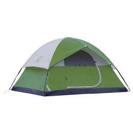 4-Person Dome Camping Tent;  1 Room;  Green - 4-Person