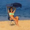 LakeForest Folding Canopy Lawn Chair, Navy Blue