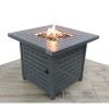 Living Source International 25" H Steel Outdoor Fire Pit Table with Lid ( Grey ) - 1