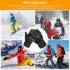 Electric Heated Gloves USB Plug Touchscreen Thermal Gloves Leather Windproof Winter Hands Warmer Unisex - Black