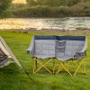 Loveseat Style Camping Chair, Oversized Folding Lawn Chair with Carry Bag & Cup Holders, for Outdoor, Beach, Picnic, Hiking, Travel, Navy Blue & Gray