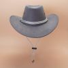 Western Cowboy Hat Vintage Jazz Hat Outdoor Fishing Cowgirl Sun Hat Wide Brim Summer Sunscreen Travel Beach Hat - Khaki