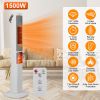 1500W Oscillating Ceramic Tower Space Heater with 3D Flame Portable Electric Heater with 3 Wind Modes Remote Control 5 Timer Overheat Tip-Over Protect