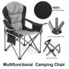 Oversized Camping Folding Chair Heavy Duty 500lbs Capacity, Cup Holder & Cooler Bag, Portable for Outdoor(Blue Gray/Black Gray)