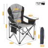 Oversized Camping Folding Chair Heavy Duty 500lbs Capacity, Cup Holder & Cooler Bag, Portable for Outdoor(Blue Gray/Black Gray)