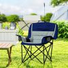 Padded Folding Camp Chair — Cup Holders, Gray