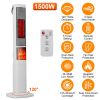 1500W Oscillating Ceramic Tower Space Heater with 3D Flame Portable Electric Heater with 3 Wind Modes Remote Control 5 Timer Overheat Tip-Over Protect