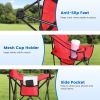 LakeForest Camping Chair with Umbrella, Aluminum, Red