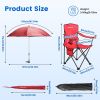 LakeForest Camping Chair with Umbrella, Aluminum, Red