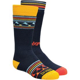 KIDS MERINO SKI 2PK BLU/YEL MD