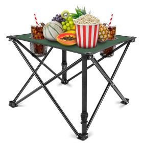 1Pc Foldable Camping Table Portable Picnic Table Lightweight Travel Desk with 2 Cup Holders Carrying Bag (Option: 1Pc_Green)