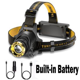 LED Headlamp Rechargeable Head Torch Zoom Headlight Lamp Flashlight Fishling Camping Light With 3 Modes Work Light Shipping Via DHL-Ground,Cannot Be S (Option: Black)