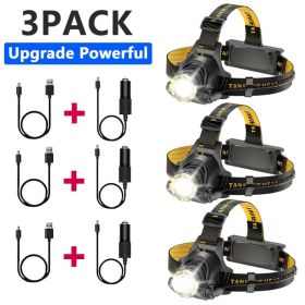 12000000lm LED Headlamp USB Rechargeable Headlight Head Torch Lamp Flashlight (Option: 3PCS)